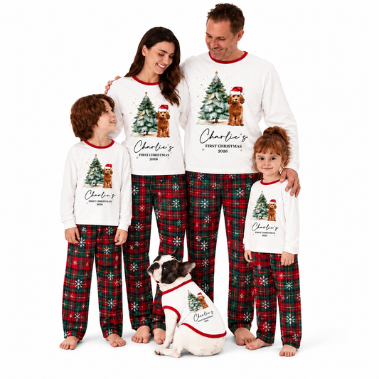 Personalised Dogs First Christmas Matching Family Christmas Pajamas With Pet