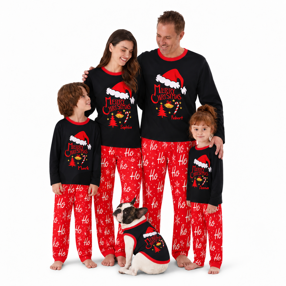 Custom Name Merry Christmas Family Matching Pajamas With Pet