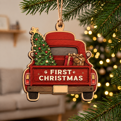 Personalized Pet First Christmas 2026 Truck Ornament With Custom Photo & Name