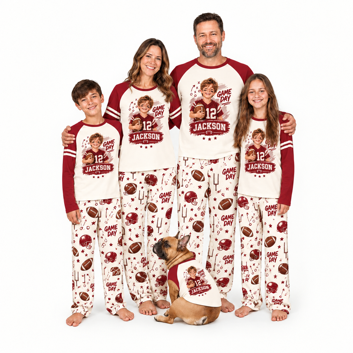 Personalized Photo American Football Game Day Pajamas Set