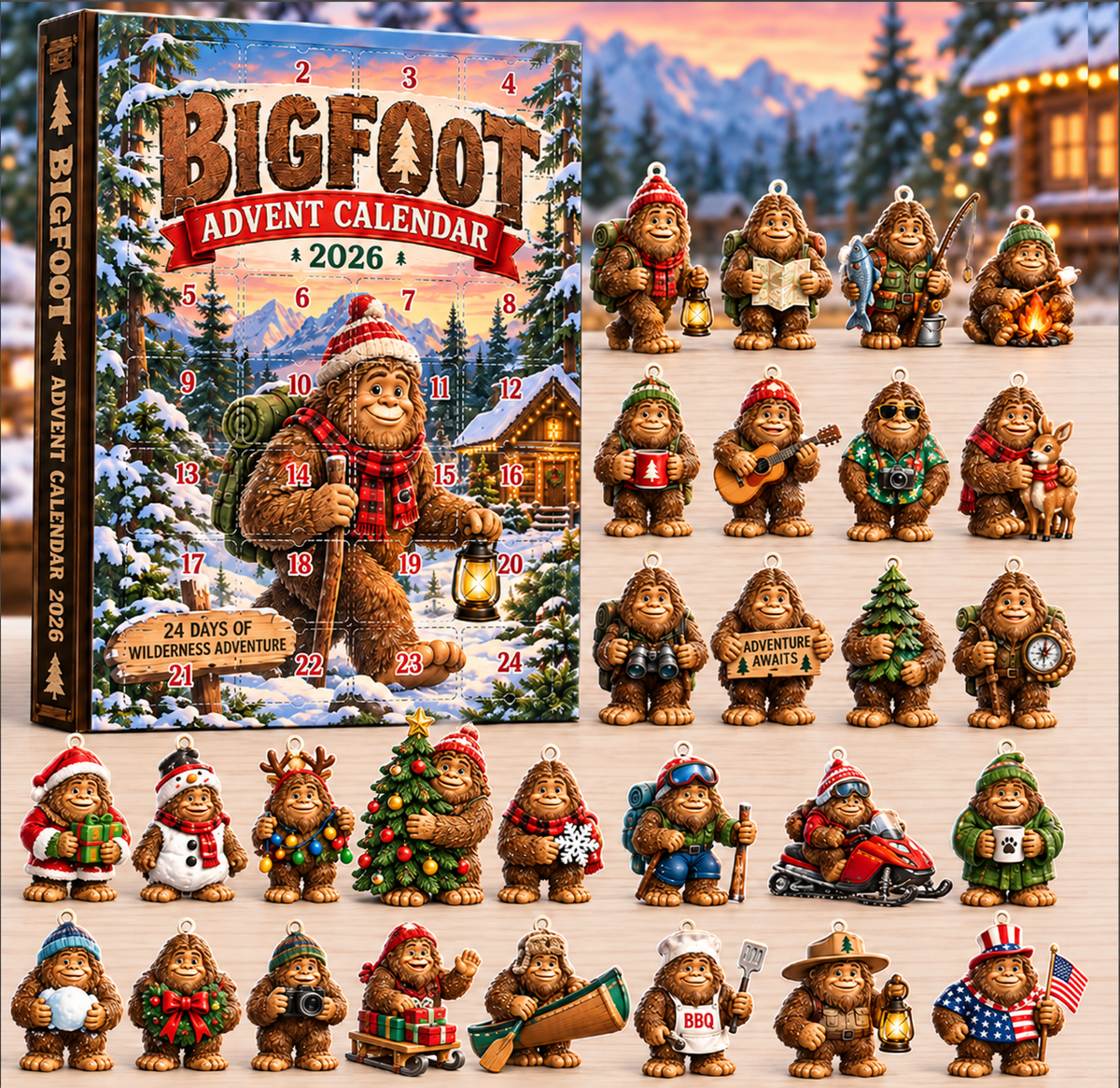 Bigfoot Wilderness Adventure Advent Calendar 2026 – 2D Acrylic Christmas Countdown