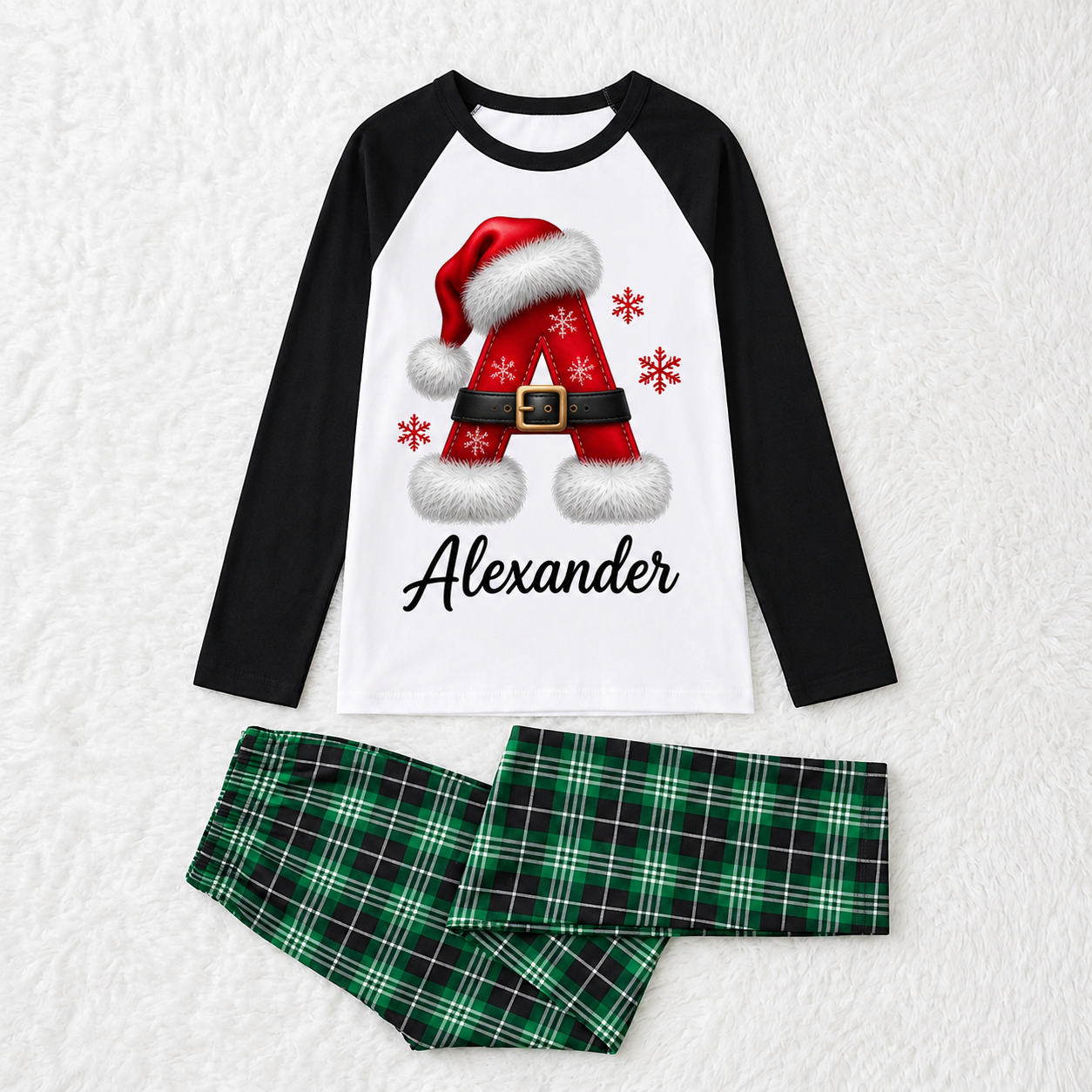 Personalized Santa Initial Family Christmas Pajamas With Pet