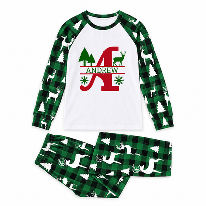 Custom Name Initial Family Christmas Oh Deer Matching Christmas Pajamas With Pet