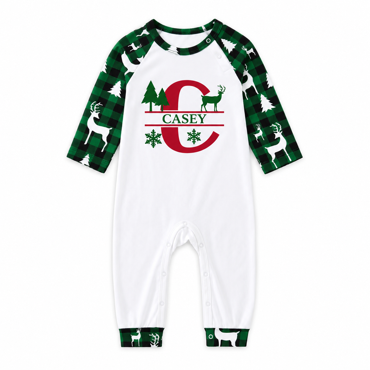 Custom Name Initial Family Christmas Oh Deer Matching Christmas Pajamas With Pet