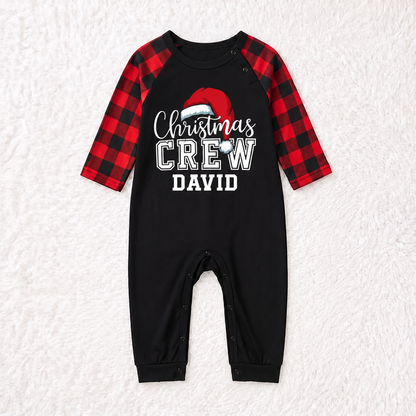 Festive Custom Name Christmas Crew Family Matching Pajamas With Pet