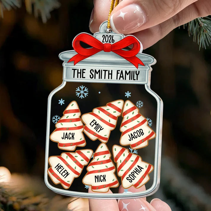 Custom Name Family Christmas Jar Personalized Acrylic Ornament