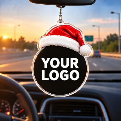 Custom Logo Christmas Ornament And Keychain - Personalised Photo Ornament Hanging Car