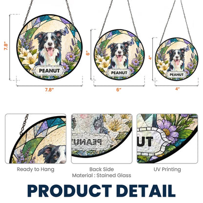 Personalized Pet Portrait Stained Glass Suncatcher – Custom Photo Pet Memorial Window Hanging, Pet Loss Keepsake Gift