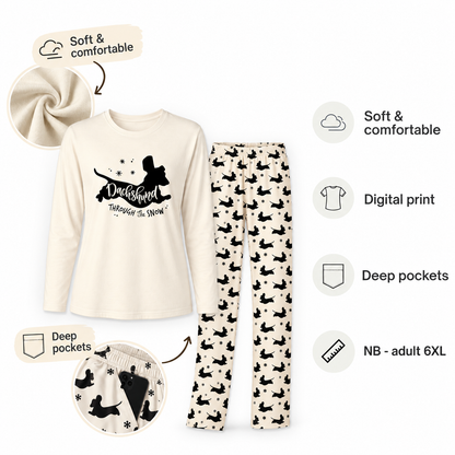Dachshund Through The Snow Matching Family Christmas Pajamas All Sizes