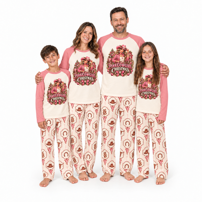 Personalized Pink Cowgirl Christmas Western Pajama Set