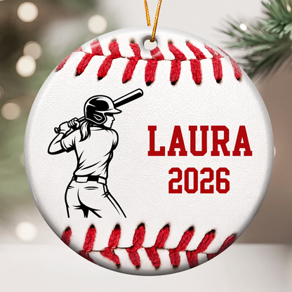 Personalized Baseball Softball Ornament, Custom Name Christmas Gift for Players