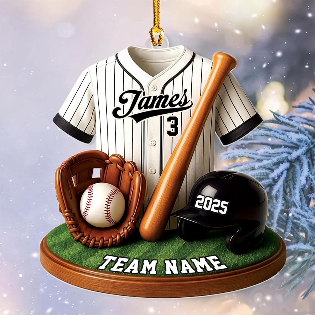Personalized Baseball Ornament, Custom Name Baseball Player Christmas Gift, Team Keepsake