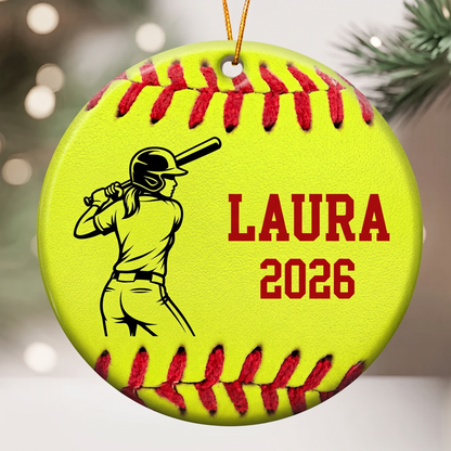 Personalized Baseball Softball Ornament, Custom Name Christmas Gift for Players