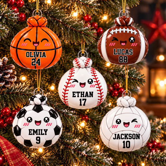Personalized Sports Dumpling Ornament, Custom Name Dim Sum Acrylic Christmas Gift