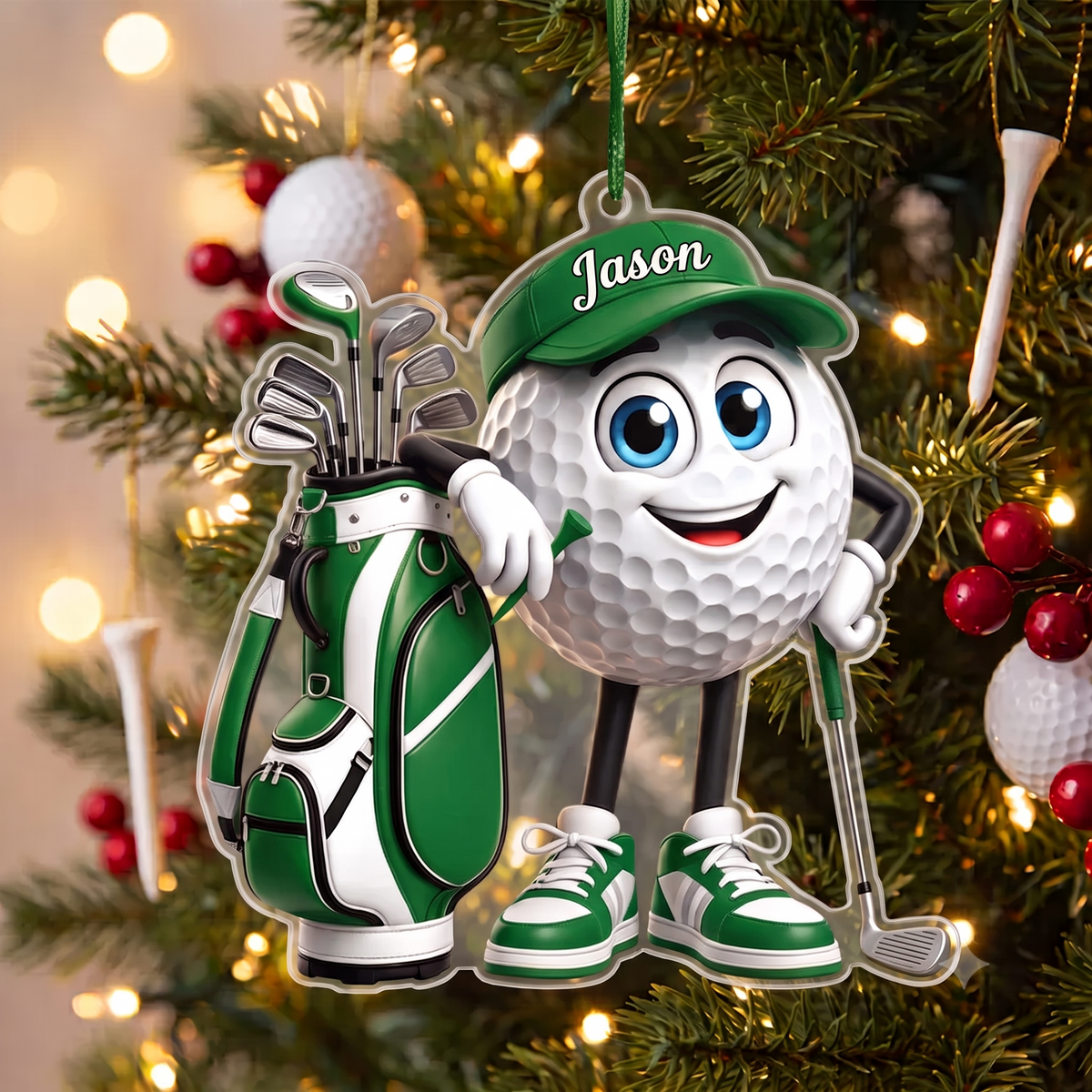 Personalized Golf Ornament, Custom Name Golf Lover Christmas Gift for Golfer