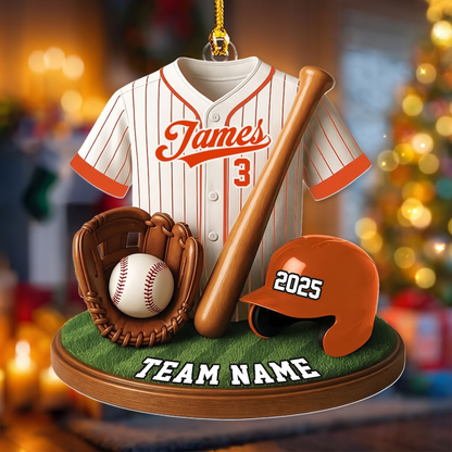 Personalized Baseball Ornament, Custom Name Baseball Player Christmas Gift, Team Keepsake