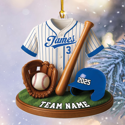 Personalized Baseball Ornament, Custom Name Baseball Player Christmas Gift, Team Keepsake