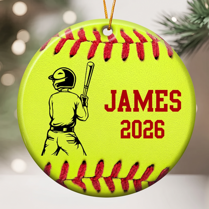Personalized Baseball Softball Ornament, Custom Name Christmas Gift for Players