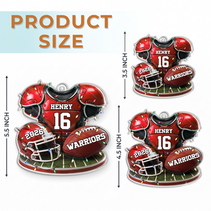 Personalized American Football Ornament, Custom Name Christmas Gift for Football Player