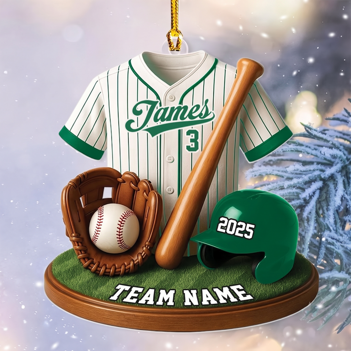 Personalized Baseball Ornament, Custom Name Baseball Player Christmas Gift, Team Keepsake