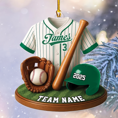Personalized Baseball Ornament, Custom Name Baseball Player Christmas Gift, Team Keepsake