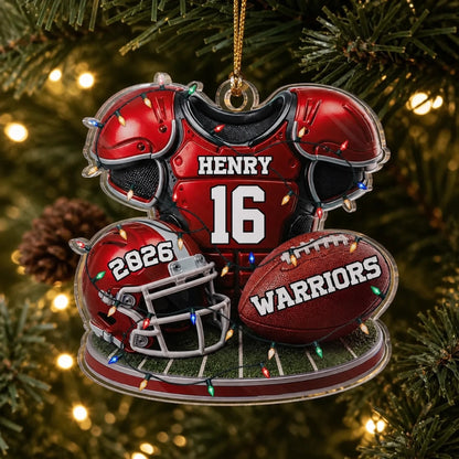 Personalized American Football Ornament, Custom Name Christmas Gift for Football Player