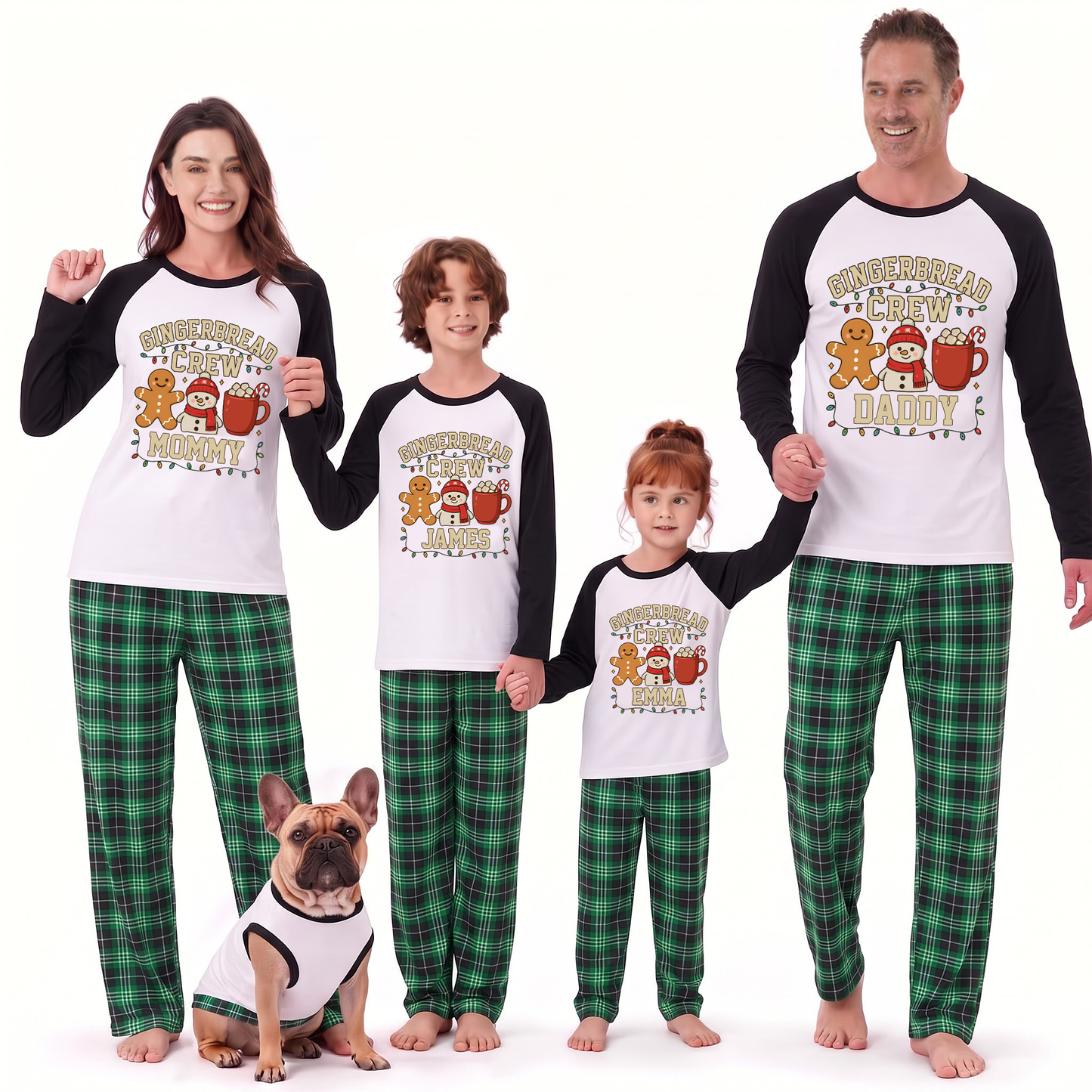 Personalized Gingerbread Crew Family Matching Christmas Pajamas With Pet