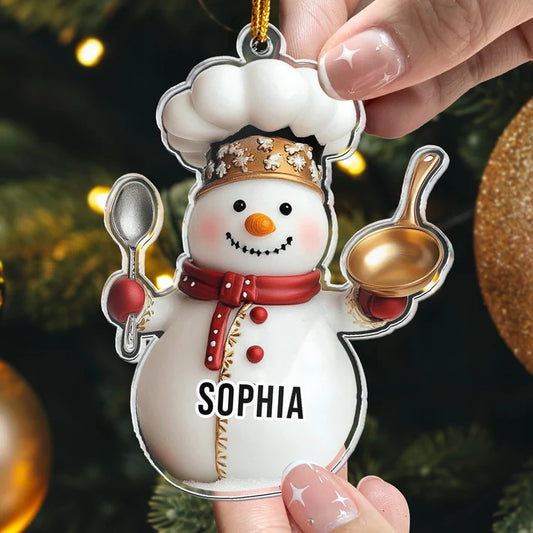 Festive Chef Christmas Personalized Acrylic Ornament