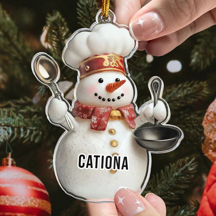 Festive Chef Christmas Personalized Acrylic Ornament