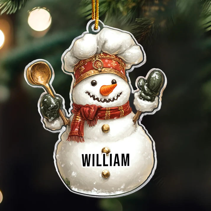 Festive Chef Christmas Personalized Acrylic Ornament