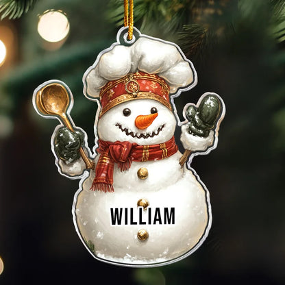 Festive Chef Christmas Personalized Acrylic Ornament