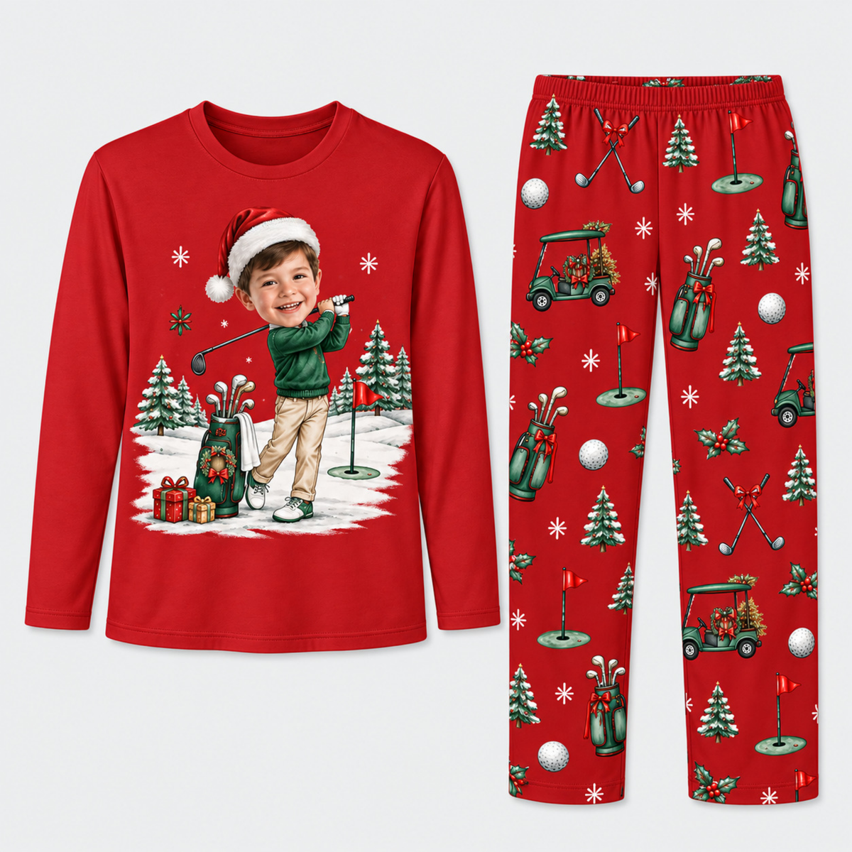 Custom Golfing Santa Family Christmas Matching Pajamas