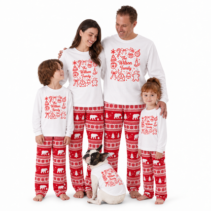 Festive Polar Bear Nordic Personalized Family Christmas Pajamas