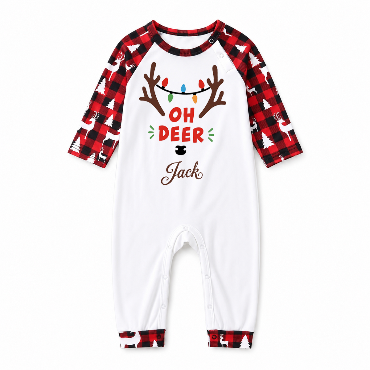 Custom Name Family Christmas Oh Deer Matching Christmas Pajamas With Pet