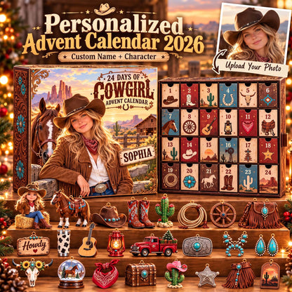 Personalized Cowgirl Advent Calendar 2026 – 24 Days of Western-Themed Christmas Surprises