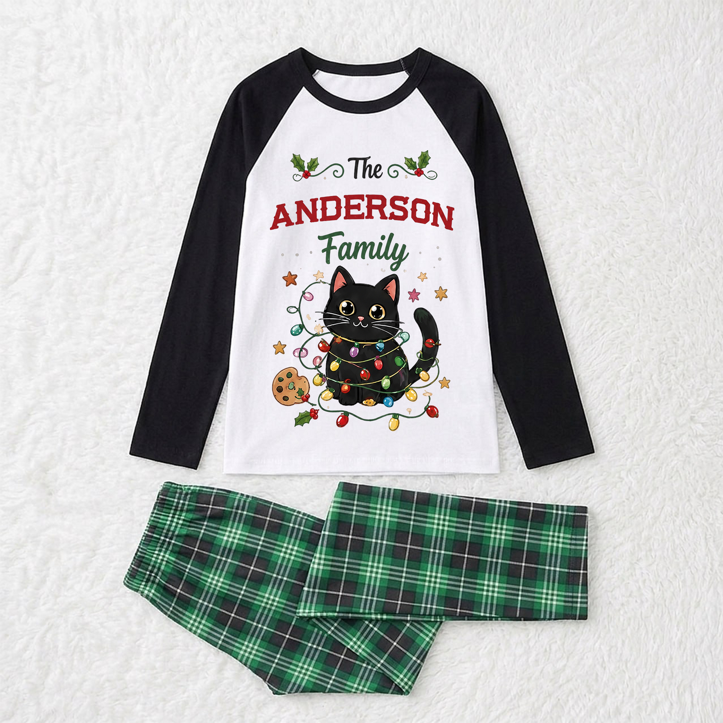 Cute Cat Christmas Tree Family Matching Christmas Pajamas With Pet