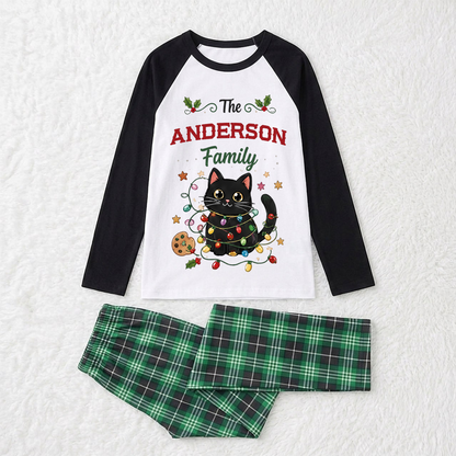 Cute Cat Christmas Tree Family Matching Christmas Pajamas With Pet