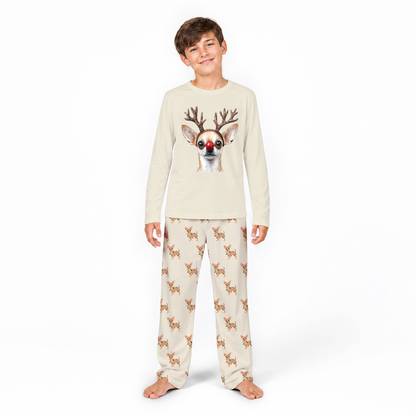 Cozy Reindeer Chihuahua Red Nose Dog Family Christmas Pajamas