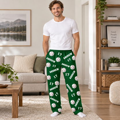 Personalized Sports Name And Number Lounge Pants – Custom Football Baseball Basketball Soccer Pajama Pants