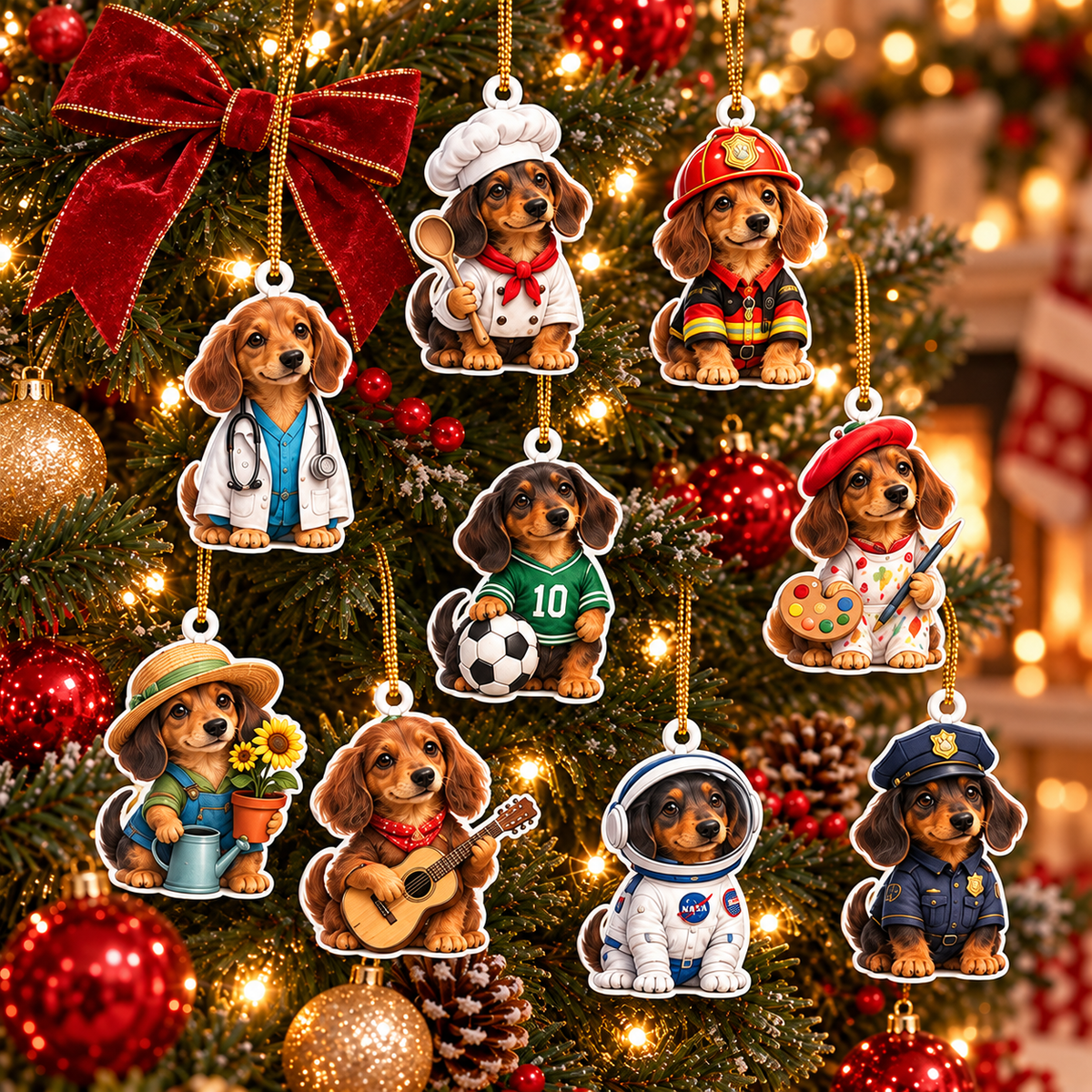 Dachshund Advent Calendar 2026 – 24-Piece 2D Acrylic Wiener Dog Careers, Sports & Hobbies Christmas Countdown