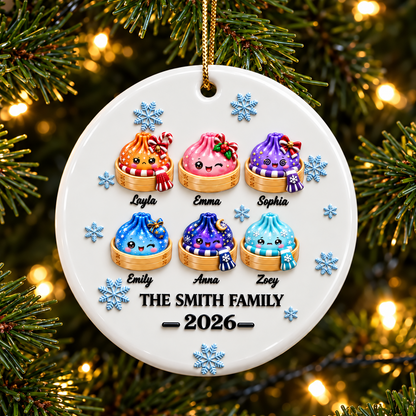 Family Dumpling Christmas Squishy Dumpling Style - Real 3D Raised Ornament