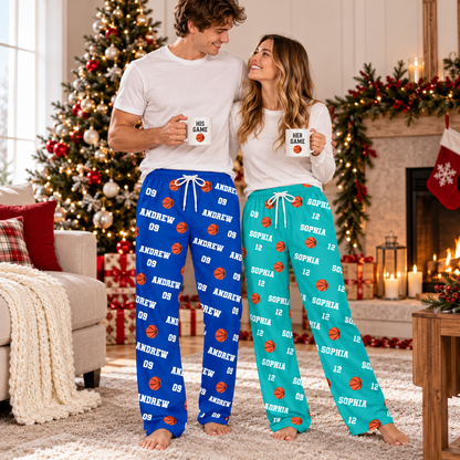 Personalized Basketball Pajama Pants – Custom Name & Number Lounge Pants, Basketball Player Gift