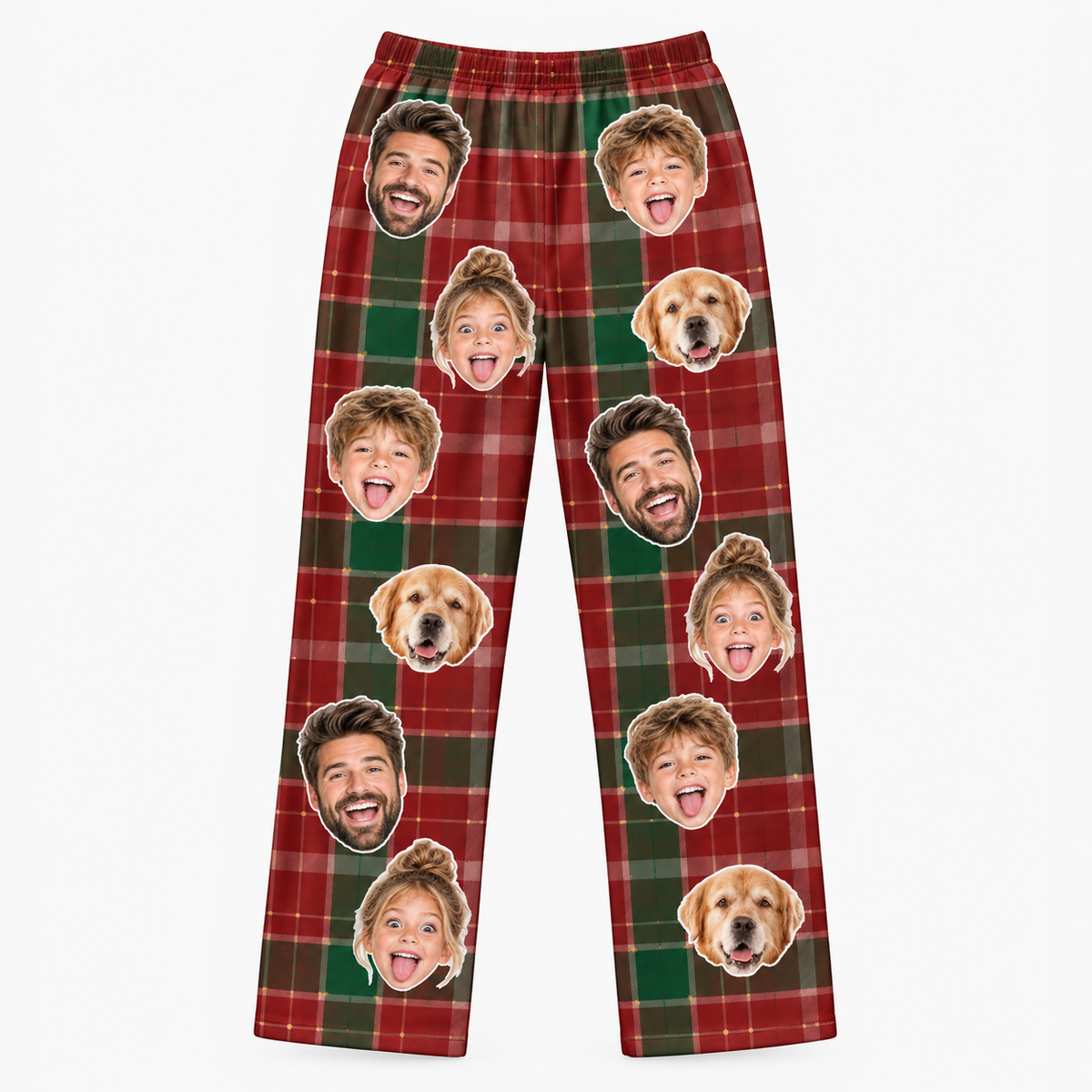 Custom Photo Plaid Lounge Pants – Personalized Face Sleepwear & Pajama Pants