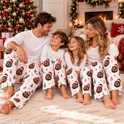Personalized Logo/Mascot Christmas Pajama Pants, Custom Logo/Mascot Matching Christmas Lounge Pants