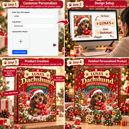 Personalized Dog Christmas Advent Calendar – Custom Dog Name & Photo, 24 Days of Christmas 2D Acrylic Dog Ornaments, Holiday Gift