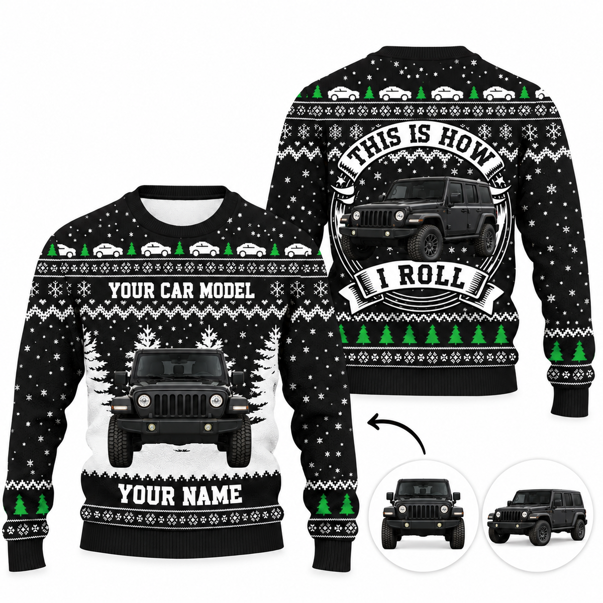 This Is How I Roll - Personalized Photo Car Ugly Sweater