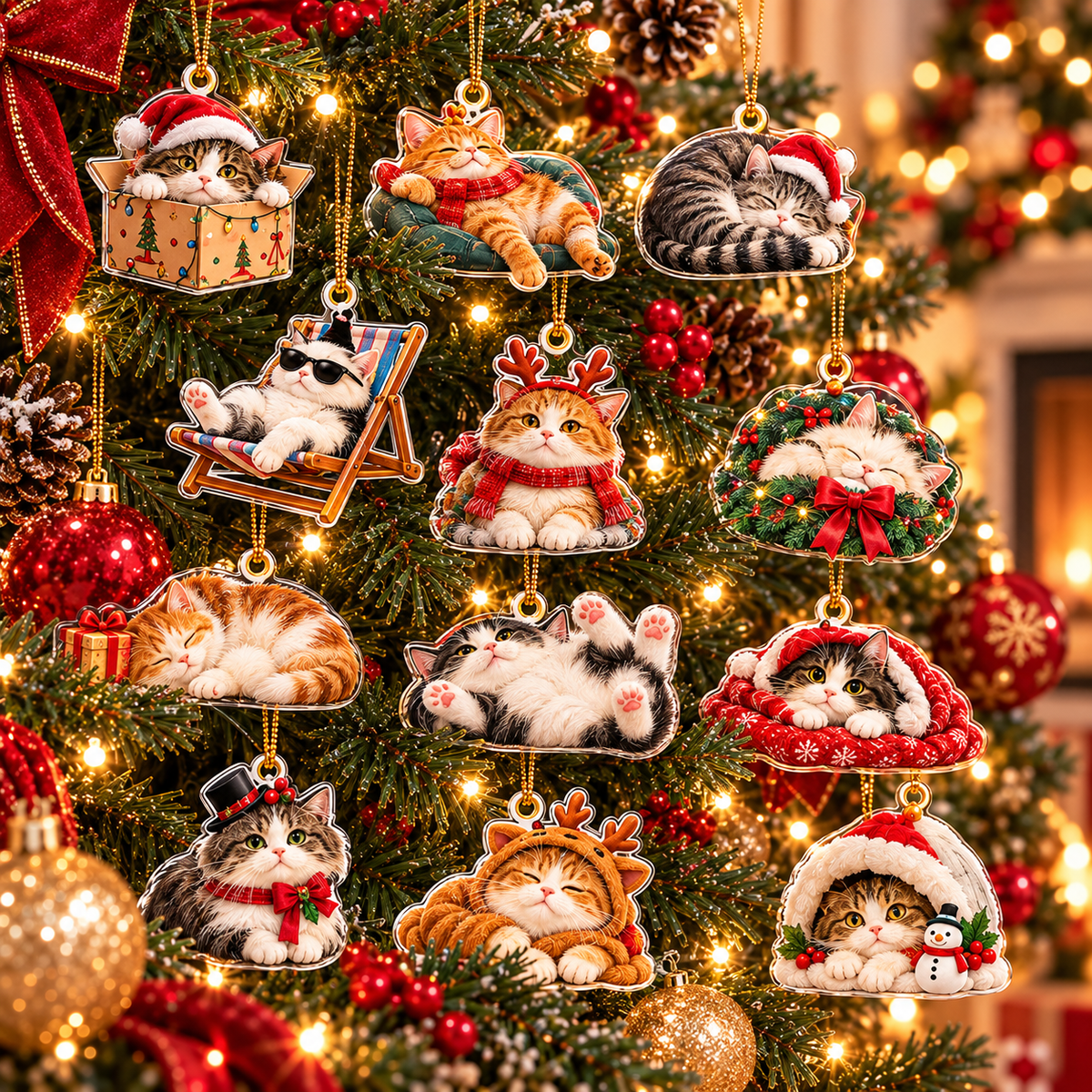 Lazy Cat Advent Calendar 2026 – 24-Piece 2D Acrylic Funny Cat Christmas Countdown for Cat Lovers