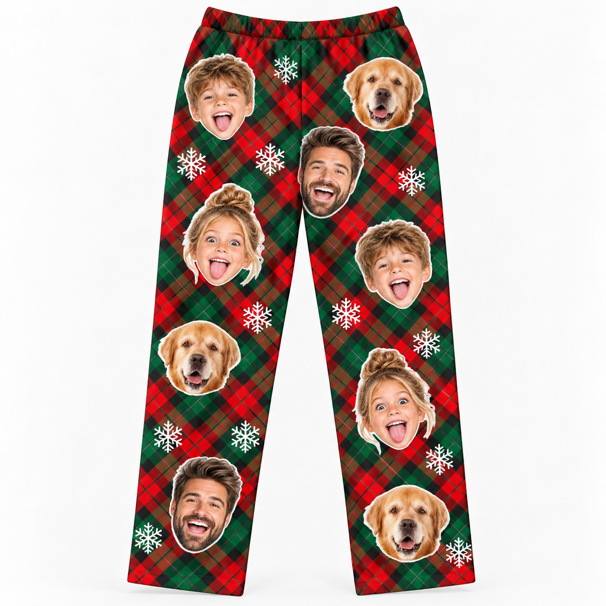 Custom Photo Plaid Lounge Pants – Personalized Face Sleepwear & Pajama Pants