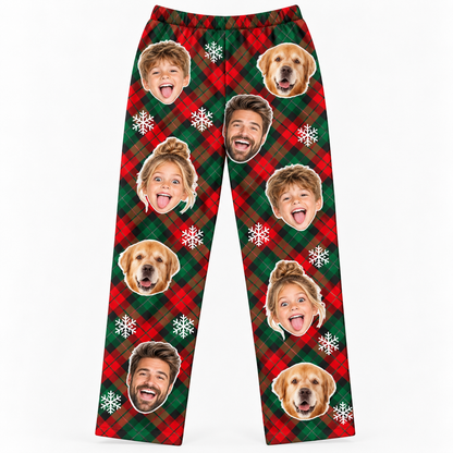 Custom Photo Plaid Lounge Pants – Personalized Face Sleepwear & Pajama Pants