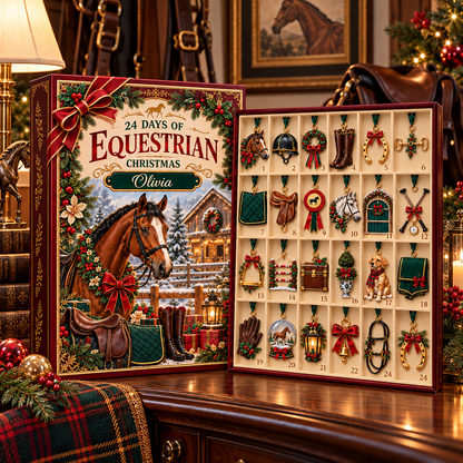 Personalized Equestrian Christmas 24-Piece 2D Acrylic Advent Calendar – Horse Lover Holiday Countdown Gift